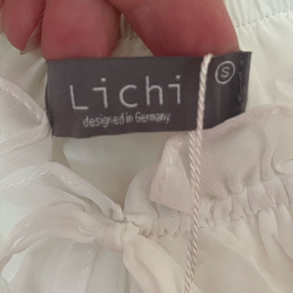 🌸 LICHI midi dress with pleated bodice and semi-transparent sleeves - Picture 13 of 17